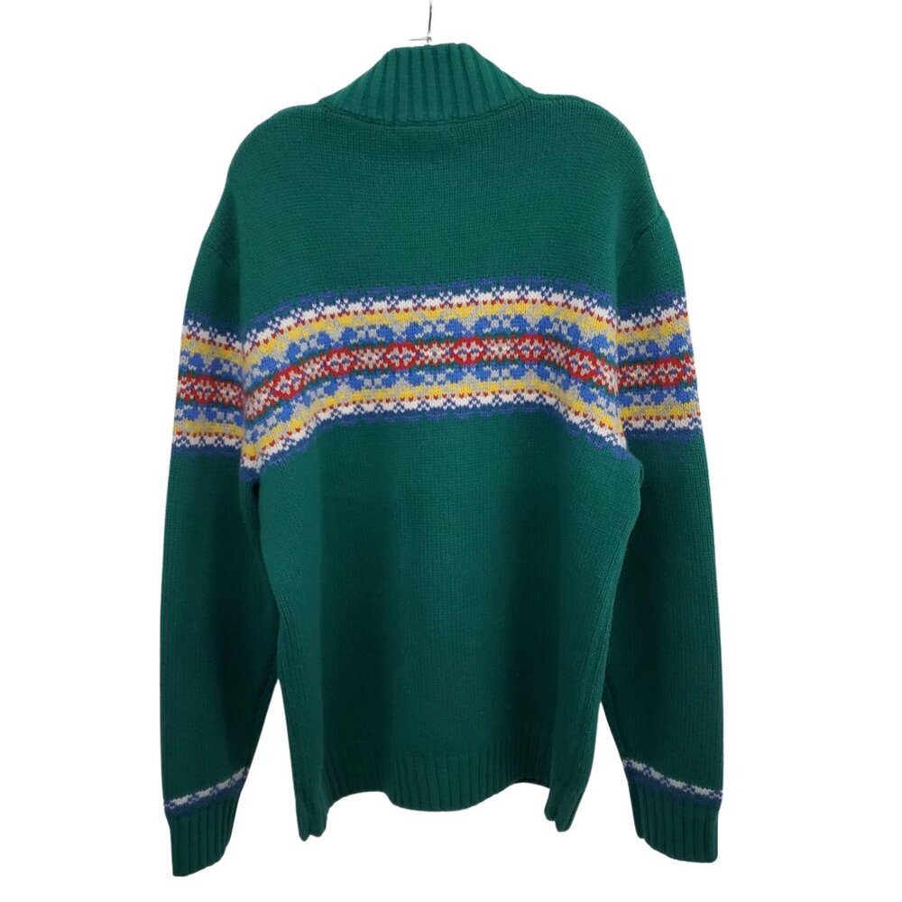 BODEN Fair Isle Half-Zip Green Sweater Wool Blend - Picture 4 of 7